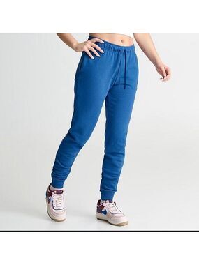 Free people blue classic cotton joggers with drawstring and pockets xs